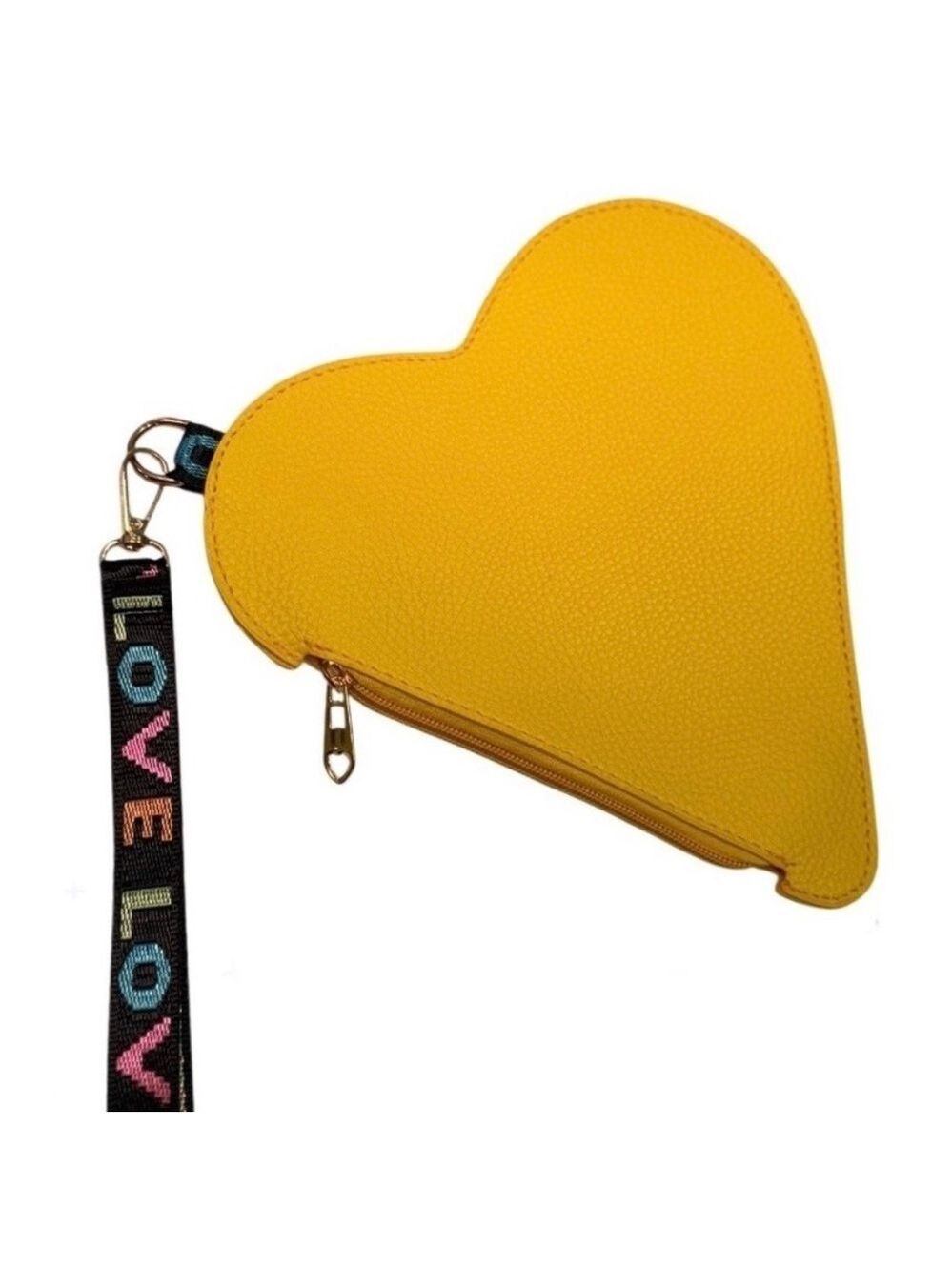 Yellow Heart Shaped Wristlet LOVE Bag - Picture 2 of 5
